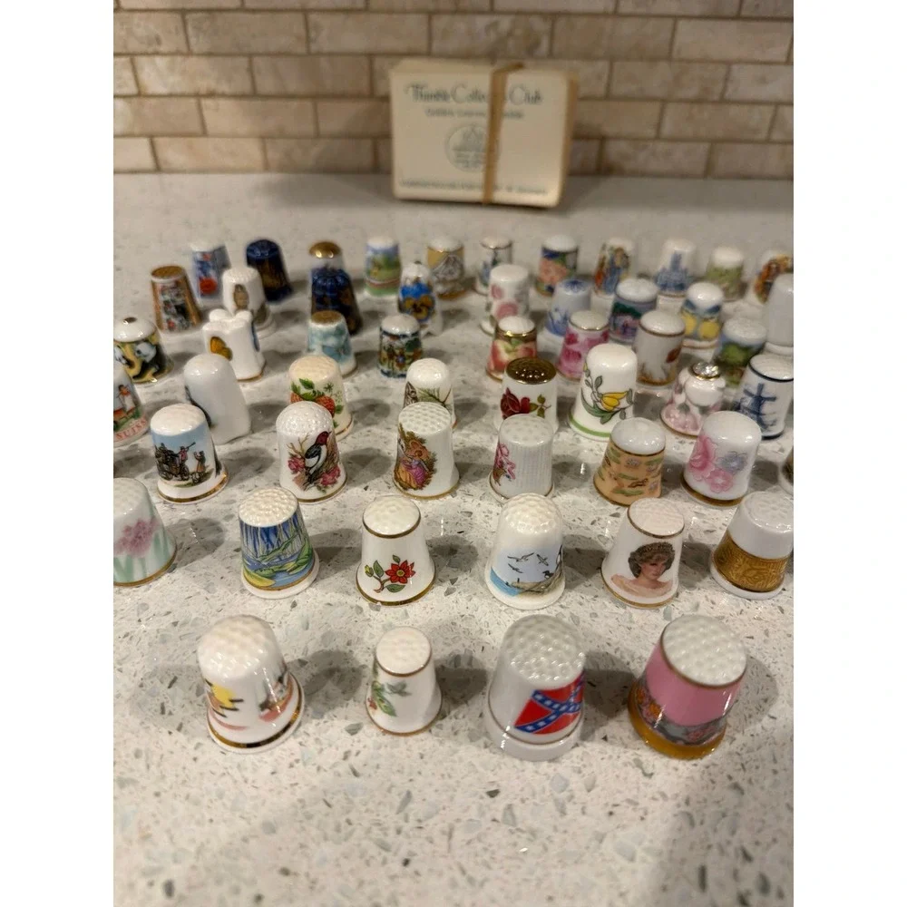 Hand Painted Porcelain Sewing Thimble‎ Bundle - Picture 3 of 7